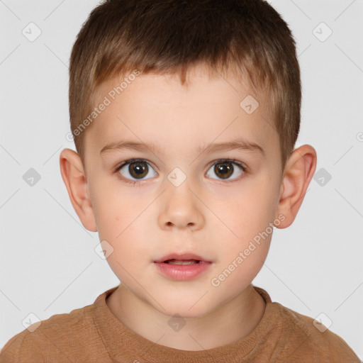 Neutral white child male with short  brown hair and brown eyes