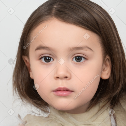 Neutral white child female with medium  brown hair and brown eyes