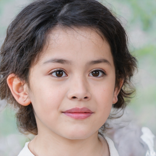 Neutral white child female with medium  brown hair and brown eyes