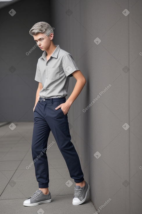 Australian teenager male with  gray hair