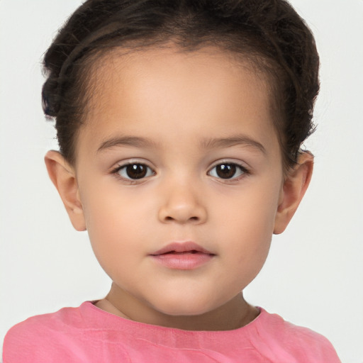 Neutral white child female with short  brown hair and brown eyes