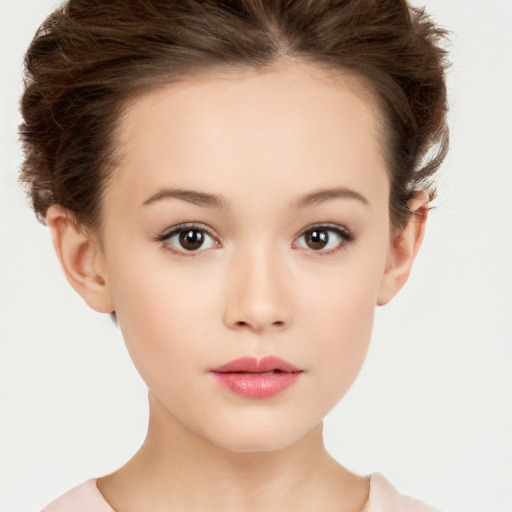 Neutral white young-adult female with short  brown hair and brown eyes