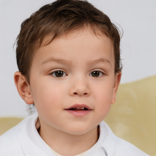 Neutral white child male with short  brown hair and brown eyes