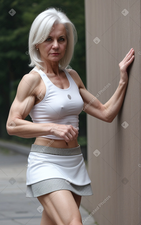 Belarusian middle-aged female with  white hair