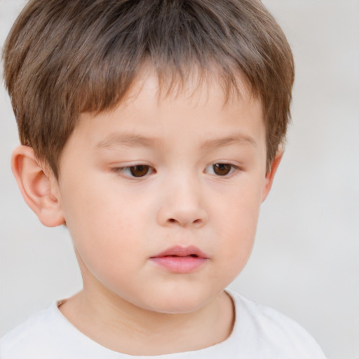 Neutral white child male with short  brown hair and brown eyes