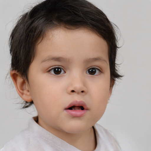 Neutral white child male with short  brown hair and brown eyes