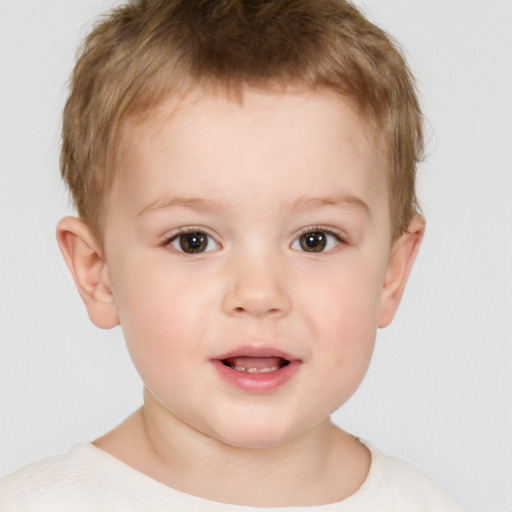 Neutral white child male with short  brown hair and brown eyes