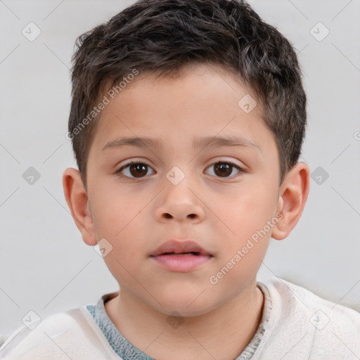 Neutral white child male with short  brown hair and brown eyes