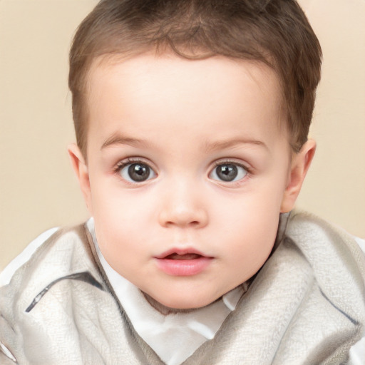 Neutral white child female with short  brown hair and brown eyes