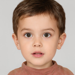 Neutral white child male with short  brown hair and brown eyes