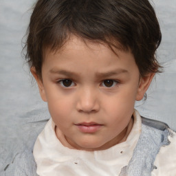 Neutral white child female with short  brown hair and brown eyes