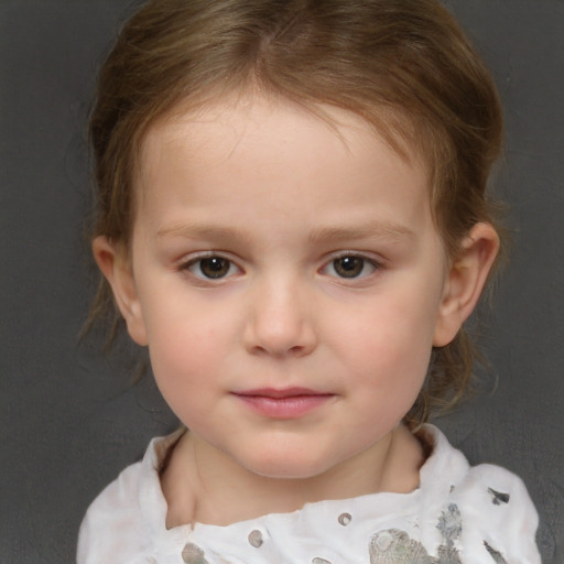 Neutral white child female with medium  brown hair and brown eyes