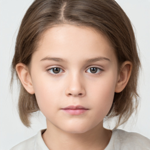 Neutral white child female with medium  brown hair and brown eyes