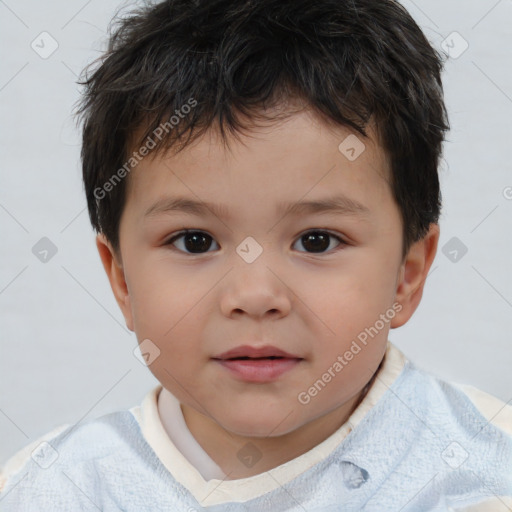 Neutral white child male with short  brown hair and brown eyes