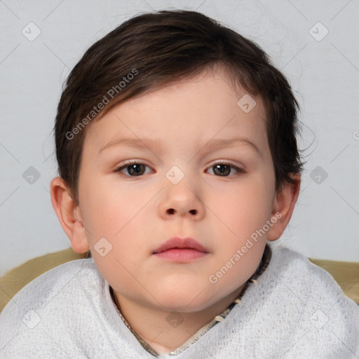 Neutral white child female with short  brown hair and brown eyes