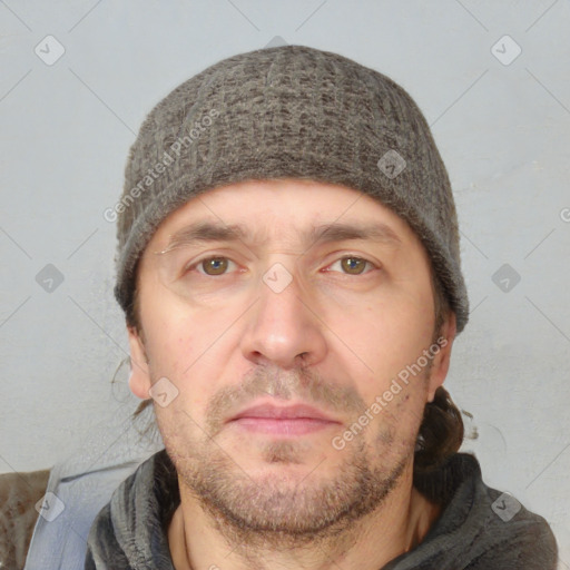 Neutral white adult male with short  brown hair and brown eyes