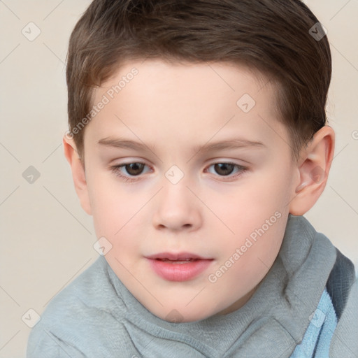 Neutral white child male with short  brown hair and brown eyes