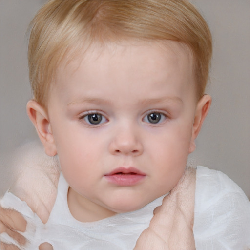 Neutral white child female with short  brown hair and blue eyes