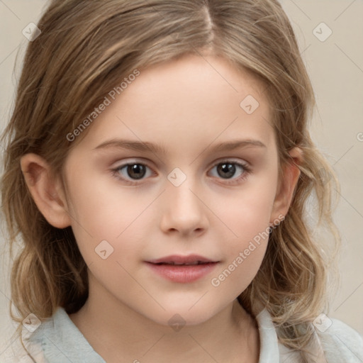 Neutral white child female with medium  brown hair and brown eyes