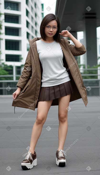 Singaporean adult female with  brown hair