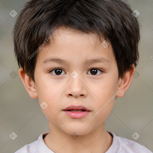 Neutral white child male with short  brown hair and brown eyes