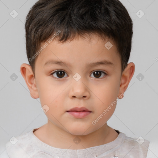 Neutral white child male with short  brown hair and brown eyes