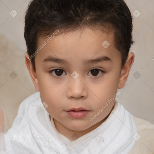 Neutral white child female with short  brown hair and brown eyes