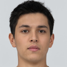 Neutral asian young-adult male with short  brown hair and brown eyes