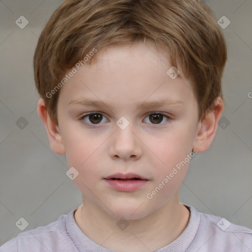 Neutral white child female with short  brown hair and brown eyes