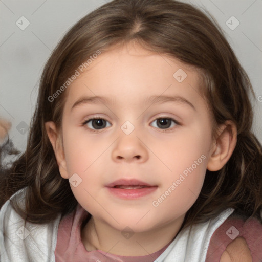 Neutral white child female with medium  brown hair and brown eyes