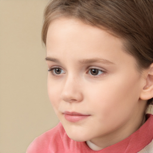 Neutral white child female with short  brown hair and brown eyes