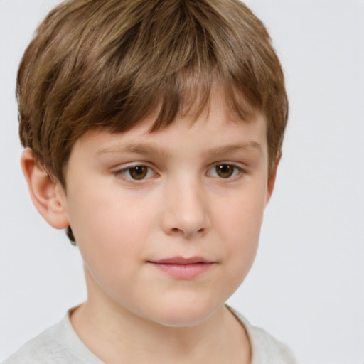 Neutral white child male with short  brown hair and brown eyes