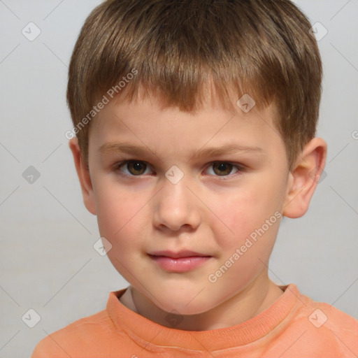 Neutral white child male with short  brown hair and brown eyes