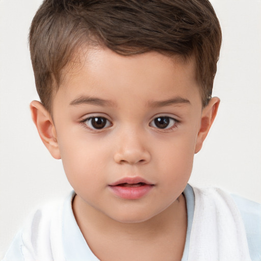 Neutral white child male with short  brown hair and brown eyes