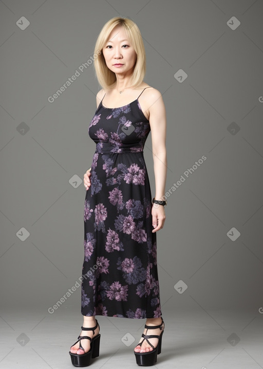 Korean 45 years female with  blonde hair