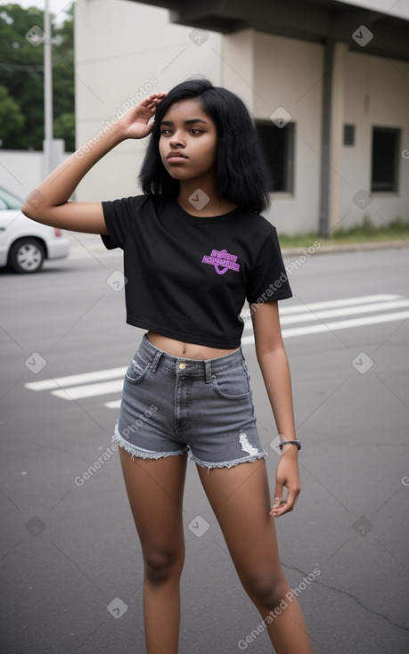 Teenager girl with  black hair