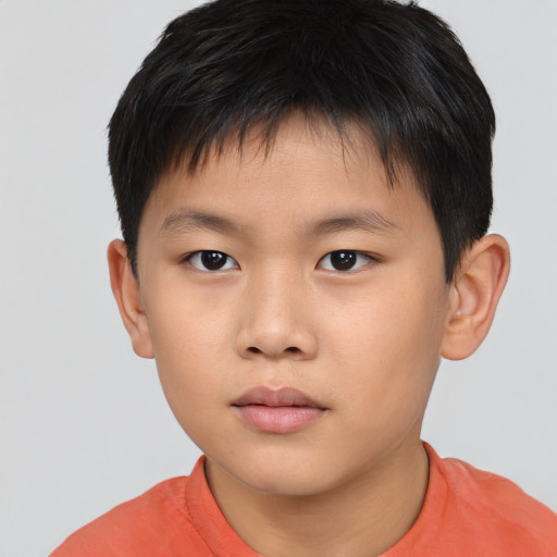 Neutral asian child male with short  brown hair and brown eyes