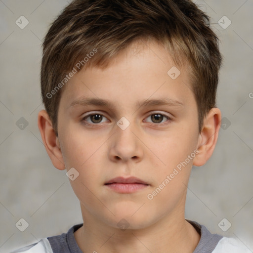 Neutral white child male with short  brown hair and brown eyes