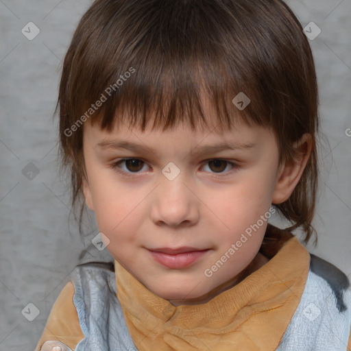 Neutral white child male with short  brown hair and brown eyes