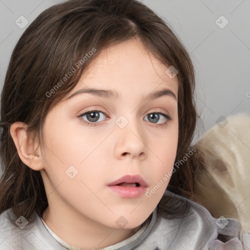 Neutral white child female with medium  brown hair and brown eyes