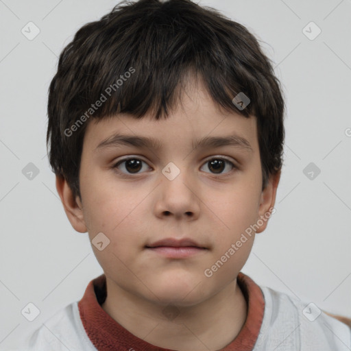 Neutral white child male with short  brown hair and brown eyes