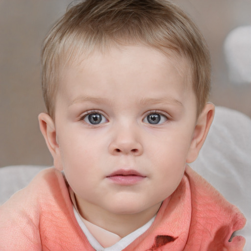 Neutral white child male with short  brown hair and blue eyes