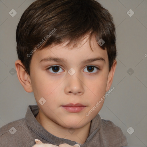 Neutral white child male with short  brown hair and brown eyes