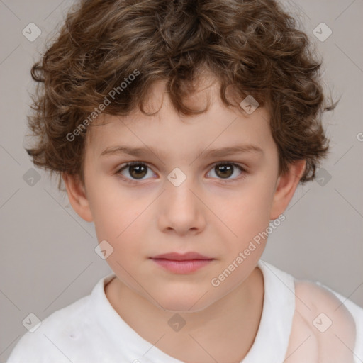 Neutral white child male with short  brown hair and brown eyes