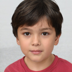 Neutral white child female with short  brown hair and brown eyes