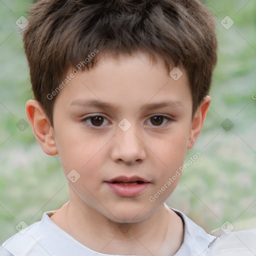 Neutral white child male with short  brown hair and brown eyes