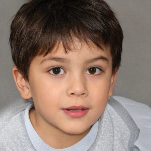 Neutral white child male with short  brown hair and brown eyes