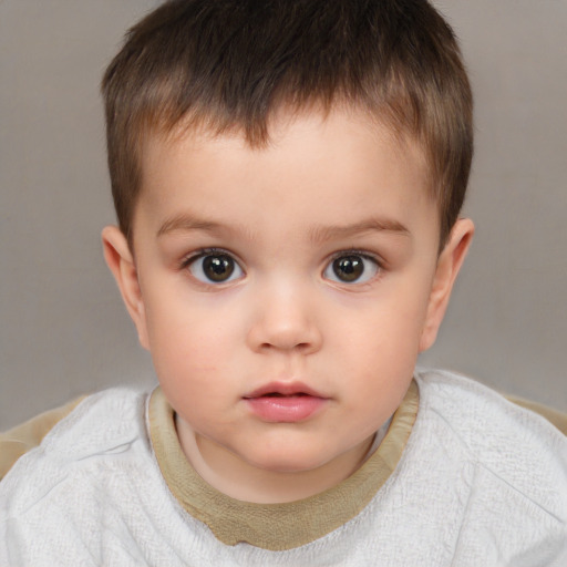 Neutral white child male with short  brown hair and brown eyes