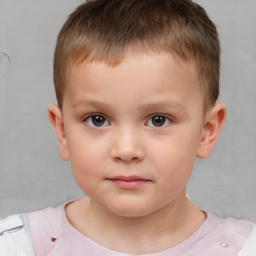 Neutral white child male with short  brown hair and brown eyes