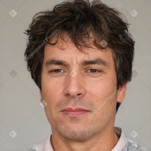 Neutral white adult male with short  brown hair and brown eyes